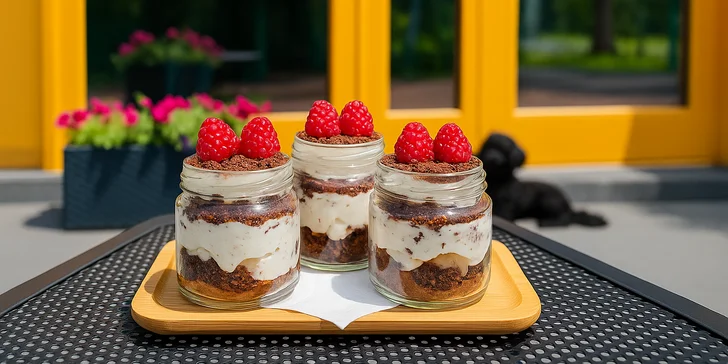 Nápoj a zákusek pro 1 i 2 osoby: tiramisu, mrkrváč, limonády i káva