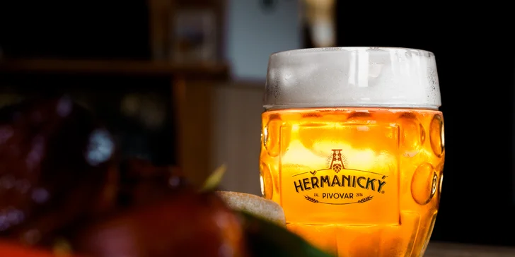 Prohlídka Heřmanického pivovaru s degustací mladých piv i jídlem pro 1 či 2 osoby