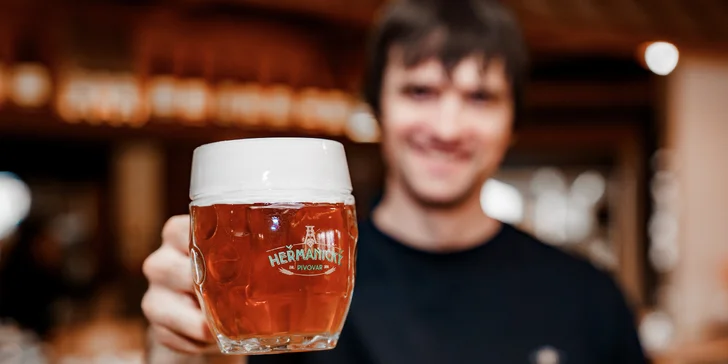 Prohlídka Heřmanického pivovaru s degustací mladých piv i jídlem pro 1 či 2 osoby