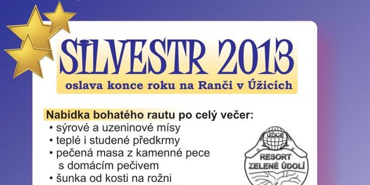 Silvestrovský večer pro 2 osoby na Ranči u Bašty s bohatým rautem a živou hudbou k tanci i poslechu