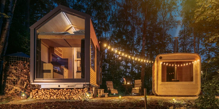 Tiny house na Vysočině: krásná lokalita na samotě, sauna, gril a komfortní vybavení