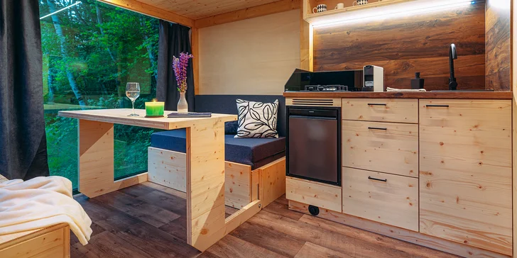 Tiny house na Vysočině: krásná lokalita na samotě, sauna, gril a komfortní vybavení