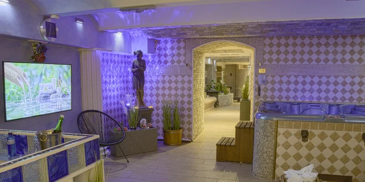 Privátní wellness na 2 hodiny pro dva: vířivka, sauna, víno i obložená mísa