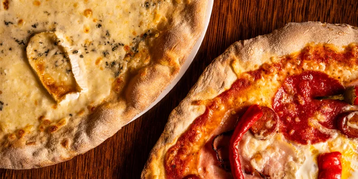 Pizza dle výběru pro 2 až 4 osoby: průměr 32 cm, šunka, quattro formaggi i diavola
