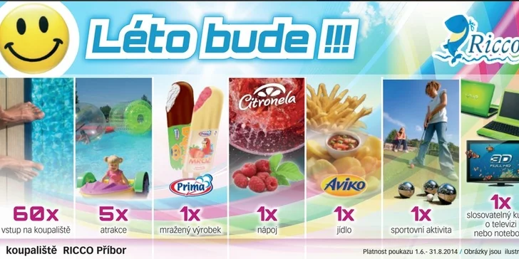 60 vstupů na koupaliště Příbor a mnohem více