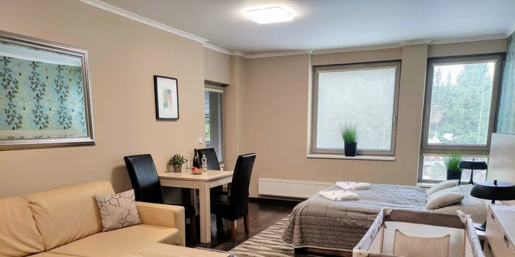 Krásné apartmány v Harrachově: bez stravy nebo se snídaní a se vstupem do saunového světa Grotta Spa