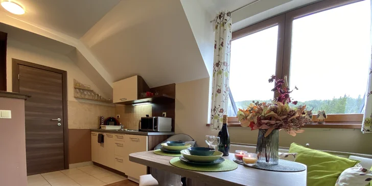 Plně zařízené mezonetové apartmány pro 4–8 osob na Donovalech