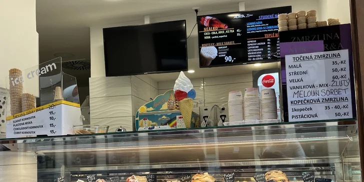 Malá nebo velká točená či kopečková zmrzlina v centru Ostravy