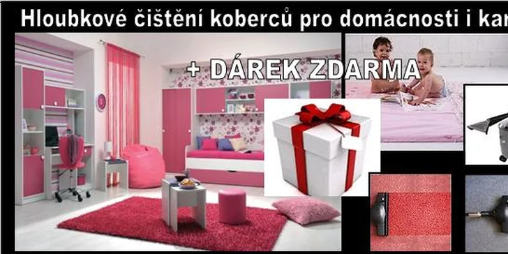 Hloubkové čištění koberců v domácnostech a kancelářích + dárek