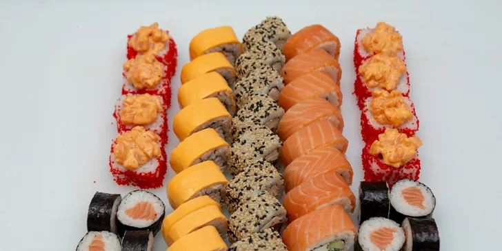 Sushi sety s až 40 kousky na odnos s sebou: s rybami, zapečené i se sýrem Philadelphia