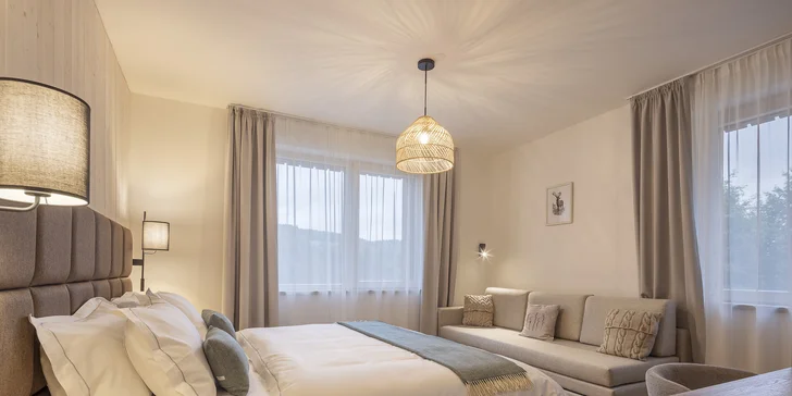 Luxusní dovolená v Jizerských horách: moderní apartmány až pro 7 osob, snídaně, privátní wellness