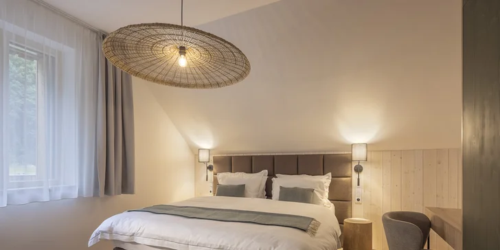 Luxusní dovolená v Jizerských horách: moderní apartmány až pro 7 osob, snídaně, privátní wellness