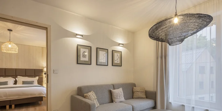 Luxusní dovolená v Jizerských horách: moderní apartmány až pro 7 osob, snídaně, privátní wellness