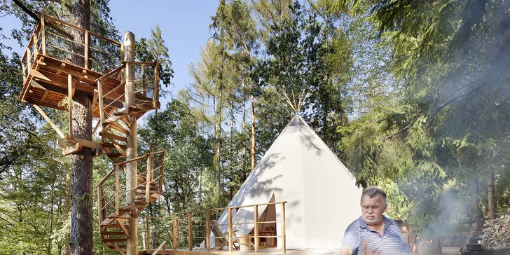 Relax v Posázaví: luxusní teepee se saunou, koupacím sudem i možností snídaně