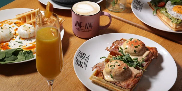 Brunch podle výběru s nápojem i milkshakem ve Waf-Waf v Praze, Liberci či Ostravě