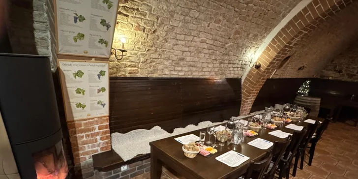 Vinná degustace potmě s občerstvením ve sklepní vinárně pro 1 osobu