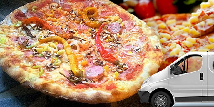 2 pizzy s rozvozem po celém Brně