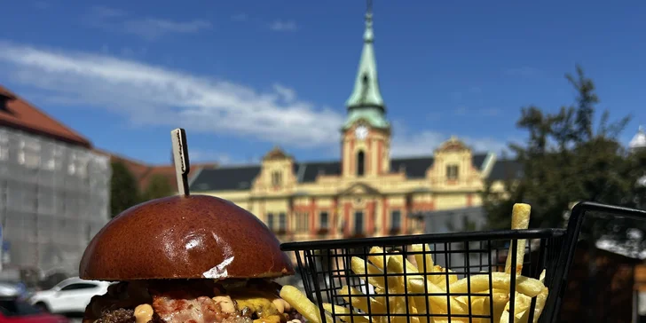 Pizza či burger dle výběru pro 1 nebo 2 osoby: se sýrem, kuřetem i papričkami