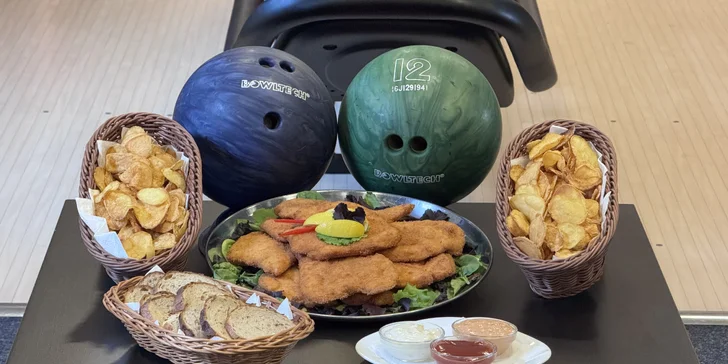 Talíř řízků o váze 0,5 nebo 1 kg i s hodinou bowlingu až pro 8 osob