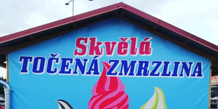 Velká točená zmrzlina ve vaflovém kornoutu: několik příchutí dle denní nabídky