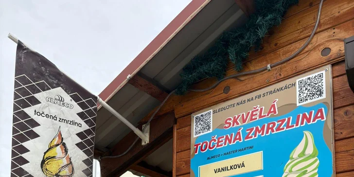 Velká točená zmrzlina ve vaflovém kornoutu: několik příchutí dle denní nabídky
