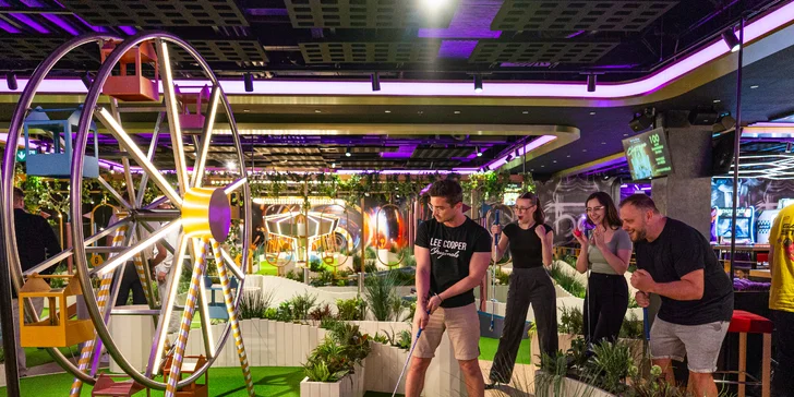 Nekonečná zábava v LEVELS Prague: 24 až 1400 kreditů na arkádové hry, minigolf i simulátor formule