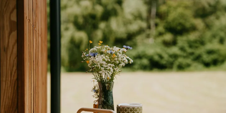 Vybavený tiny house na kraji Šumavy pro dvě osoby s venkovním posezením