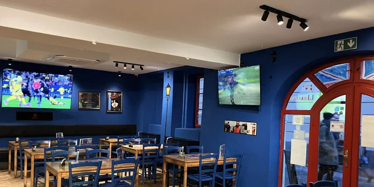 Burger nebo dvojitý burger s hranolky, žebra či fish and chips pro 1 i 2 osoby
