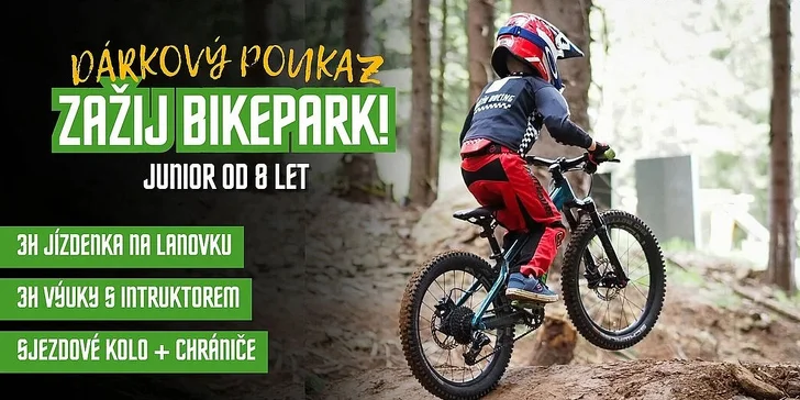 Tříhodinový kurz horského sjezdu na kole v Bikeparku Špičák pro děti i dospělé