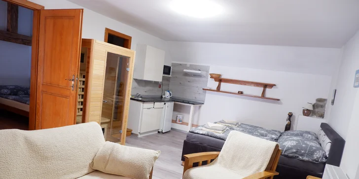 Pohoda v apartmánu na Lipensku i s infrasaunou až pro 5 osob