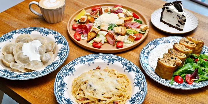 Tříchodové menu v kavárně vč. nápoje, pro 1 či 2 osoby