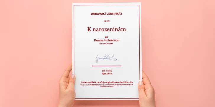Originální píseň od hudebního skladatele se jménem obdarovaného i dárce