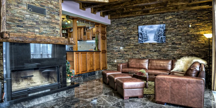 Pobyt s noblesou: luxusní chaty s výhledem na Belianské Tatry, vlastní sauna a jacuzzi na terase