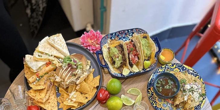 Tříchodové menu v mexické restauraci v centru Brna: tacos, quesadilla, burrito i tequilla