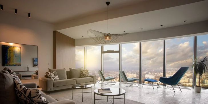Luxusní apartmány ve Sky Tower: nejvyšší budova Wrocławi a nedávno i Polska, možnost jacuzzi