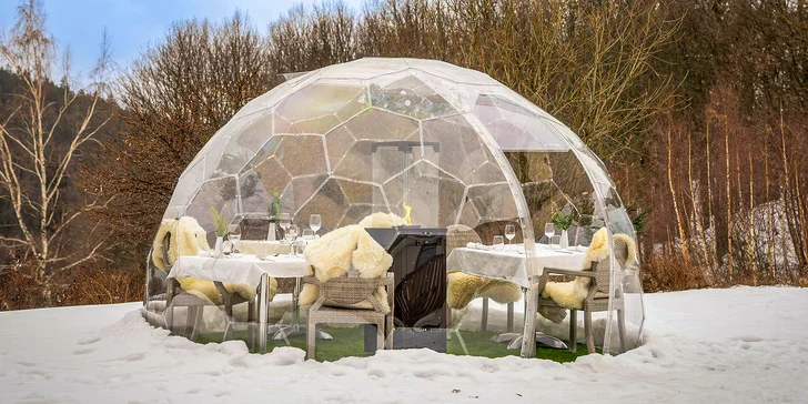 Až 120 min. privátního wellness i se 4chodovým menu v přírodě Krušných hor