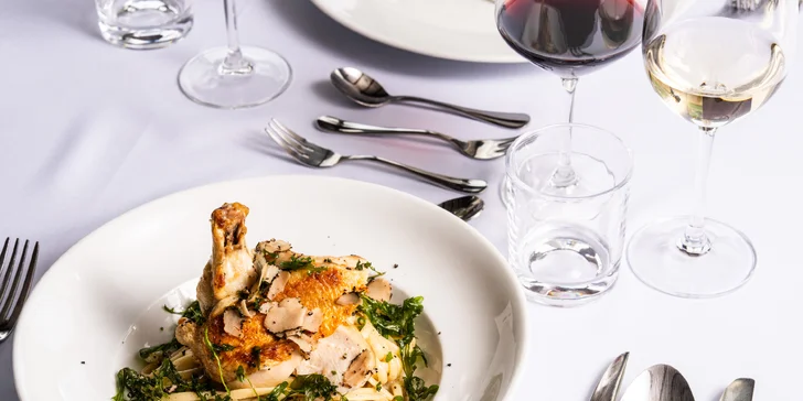 Tříchodové menu pro 1 nebo 2 osoby v resortu Kaskáda, varianta se 120 min ve wellness