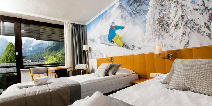 Julské Alpy: hotel Kompas**** u sjezdovky, třídenní skipas, polopenze i vstup do vodního parku