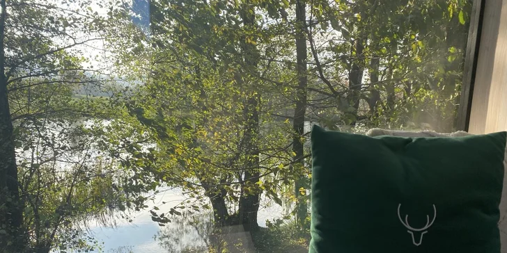 Samota a klid přímo u rybníka v posedu na Vysočině: minimalistický design a vůně dřeva