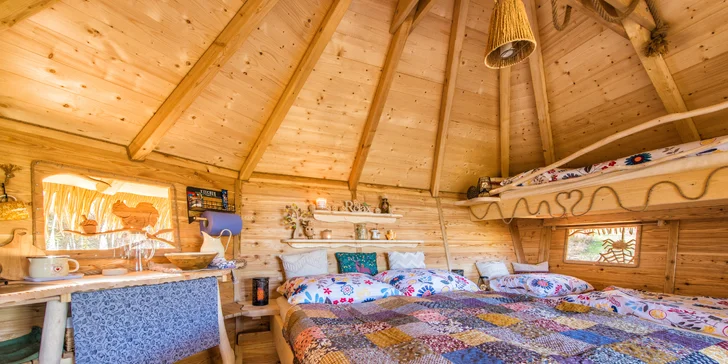 Dobrodružný pobyt v domečku na stromě uprostřed tiché přírody Nízkých Tater