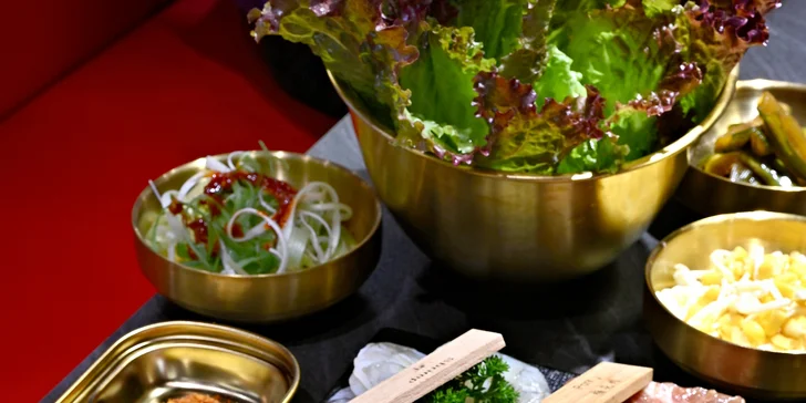 Prémiové BBQ all you can eat s hovězím wagyu: maso na gril a korejské speciality pro 1 až 2 osoby