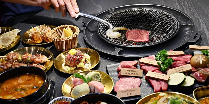 Prémiové BBQ all you can eat s hovězím wagyu: maso na gril a korejské speciality pro 1 až 2 osoby