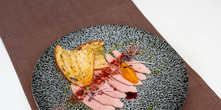 4chodové degustační menu s možností vinného párování v restauraci Jan Maria