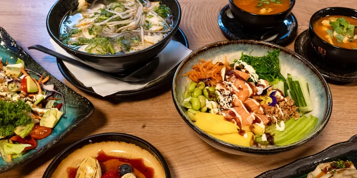Ochutnejte Asii: degustační menu pro 2 osoby v restauraci Nemi –⁠⁠⁠⁠⁠⁠ poke, gyoza knedlíčky i pho