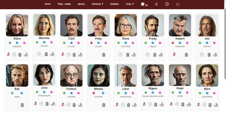 Online detektivní hra Vražda na třídním srazu: neomezený čas a počet hráčů