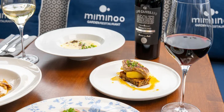 4chodové degustační menu v restauraci Miminoo a vstup na vyhlídku Žižkovské věže pro 2 osoby