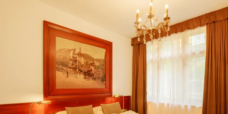 Luxusní hotel na karlovarské kolonádě: pobyt s možností snídaně i pivních lázní
