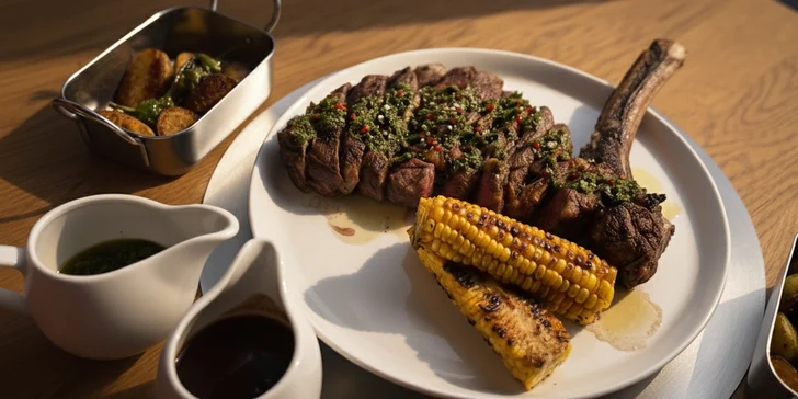 Luxusní tříchodové menu pro dva: Tomahawk z bizona v resortu Vigvam pro 2 osoby