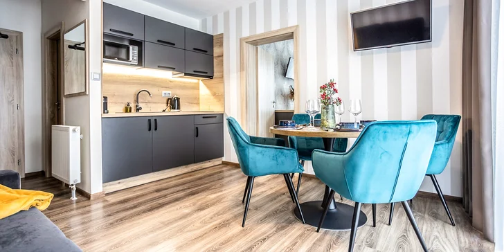 Moderní apartmány v Demänovské dolině: možnost wellness a polopenze ve 4* hotelu