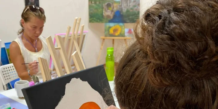 Zážitkové malování akrylem pro 1-4 osoby: pomůcky i čaj či sklenka prosecca